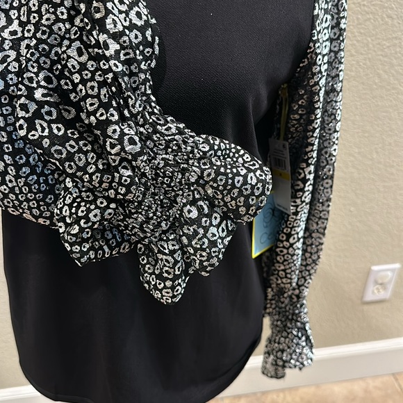 NWT Blouse with silver metallic sleeves - Picture 6 of 9